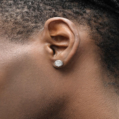 Aretes de Plata Esterlina 925 con Diamante Texturizado para Hombre