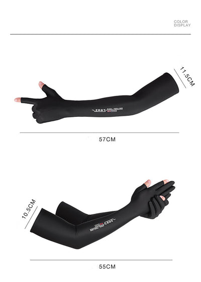 Guantes de Protección Solar con Manga Larga de Seda Helada - Antideslizantes para Conducir - Image 12
