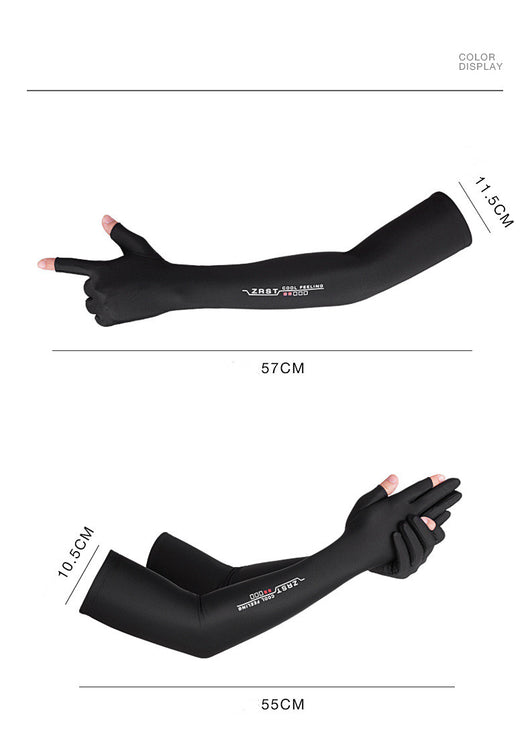 Guantes de Protección Solar con Manga Larga de Seda Helada - Antideslizantes para Conducir - Image 12