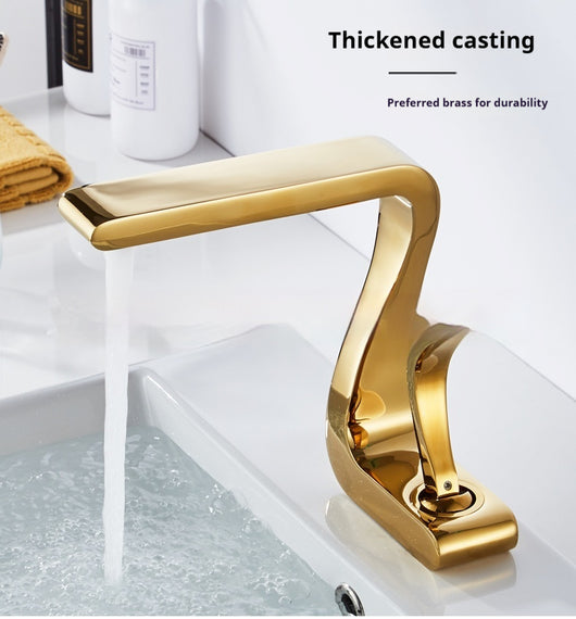 Grifo de Lavamanos Lujo Blanco Oro Cobre Agua Fría y Caliente - Image 20