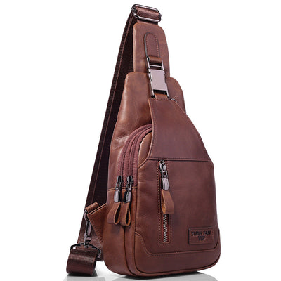 Bolsa de Pecho de Cuero Genuino para Hombre - Messenger Deportivo Estilo Coreano - Image 5