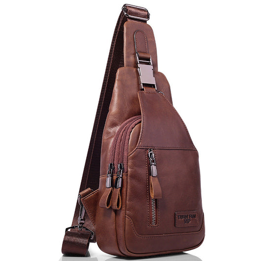 Bolsa de Pecho de Cuero Genuino para Hombre - Messenger Deportivo Estilo Coreano - Image 5