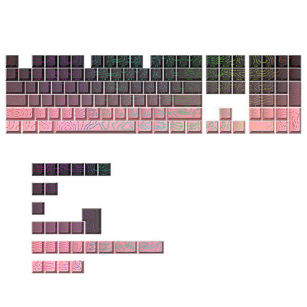 Tapa de Tecla Rosa Negra con Efecto Luminoso Agrietado Bicolor - Image 5