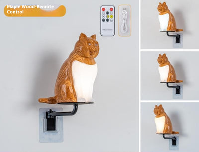 Lámpara de Pared Gato USB con Luz Nocturna y Carga Inalámbrica - Image 6