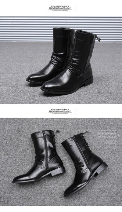 Botas Altas de Cuero para Hombre Estilo Británico-Coreano - Image 14