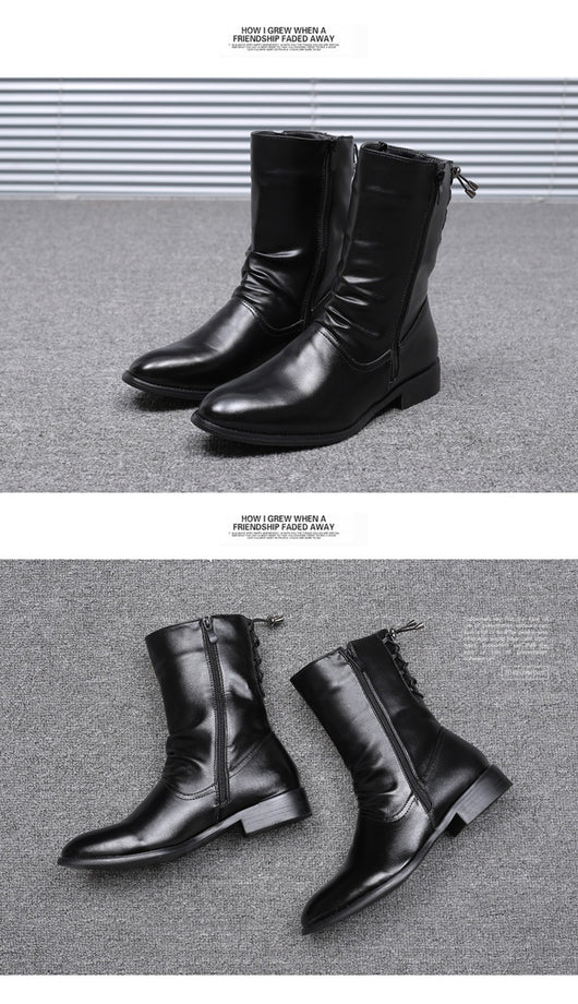 Botas Altas de Cuero para Hombre Estilo Británico-Coreano - Image 14