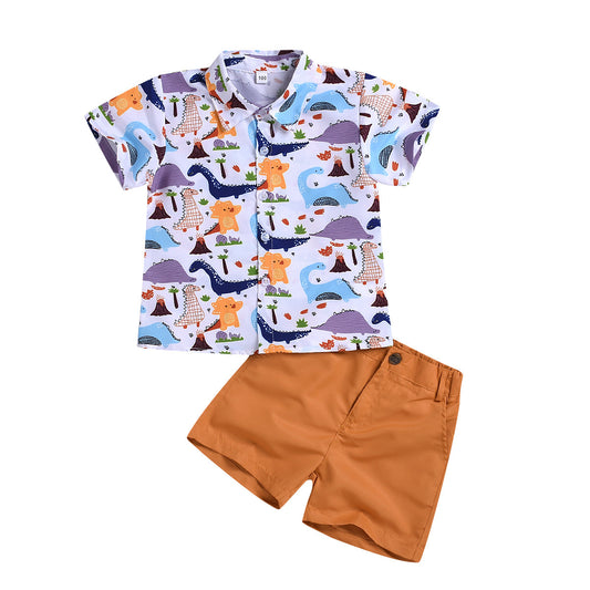 Traje Corto Infantil Estampado de Dinosaurios