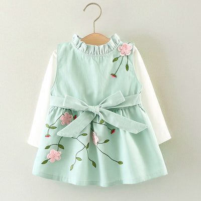Conjunto de Vestido Princesa de Algodón para Niña - Dos Piezas Manga Larga Otoño