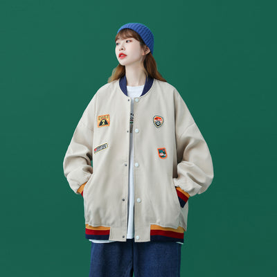 Chaqueta Universitaria Retro Hong Kong Estilo Boyfriend para Pareja - Image 3