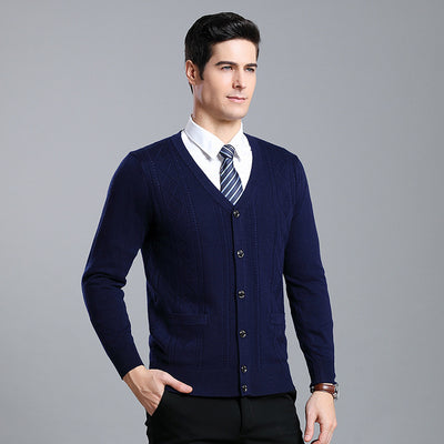 Cardigan de Lana Merino con Cuello V - Suéter Tejido Clásico para Hombre - Image 16