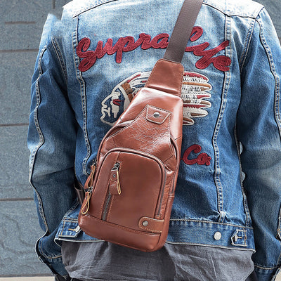 Bolsa de Pecho Vintage para Hombre - Crossbody de Cuero Estilo Retro - Image 9