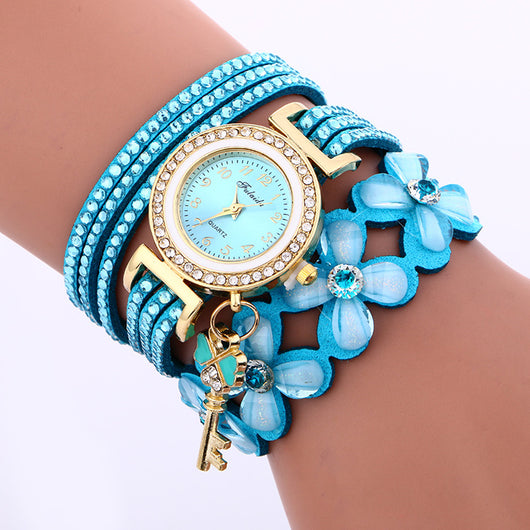 Reloj Pulsera de Cristal y Strass Dorado - Image 12