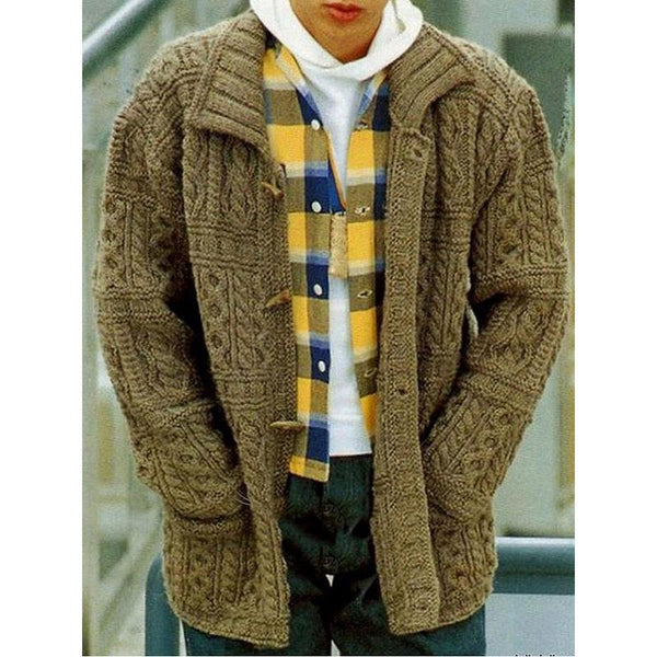 Suéter Chaqueta Tejida Cuello Solapa Ajustada Manga Larga
