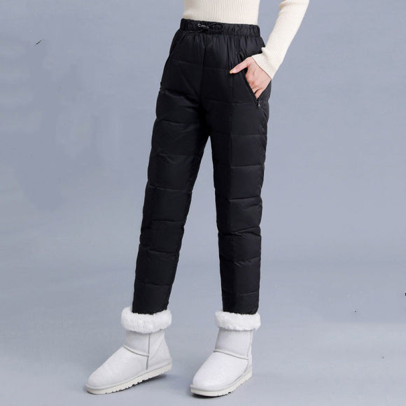 Pantalones Térmicos de Plumón para Mujer - Cintura Alta Blanco