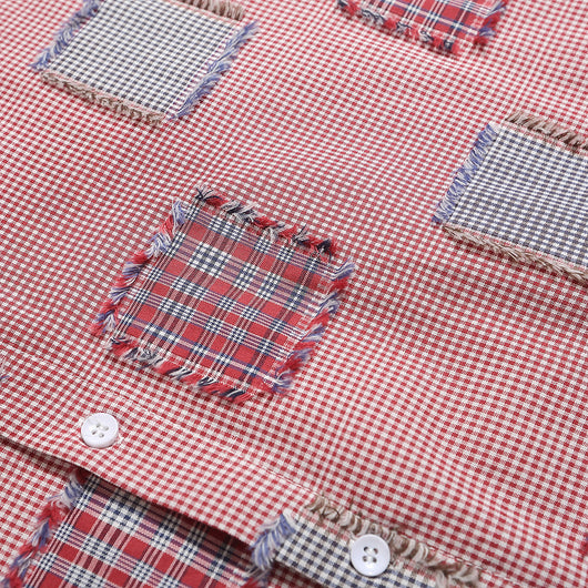 Camisa de Cuadros con Parches Desgastados para Hombre - Image 4