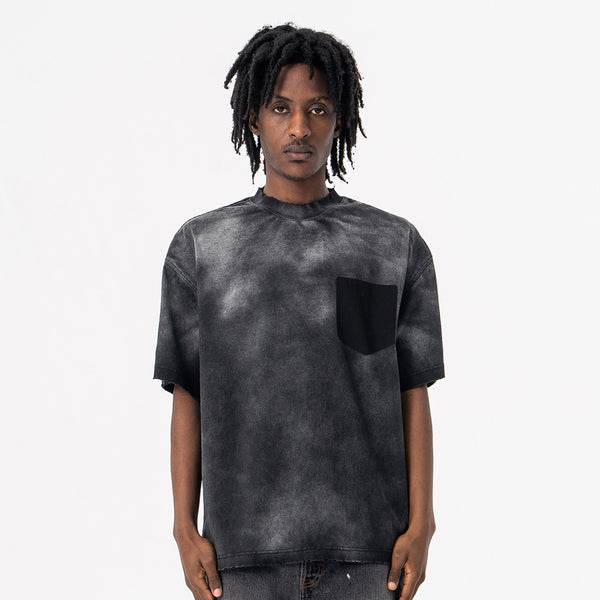 Camiseta de Algodón Lavado Estilo Americano para Hombre