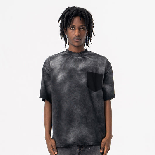 Camiseta de Algodón Lavado Estilo Americano para Hombre