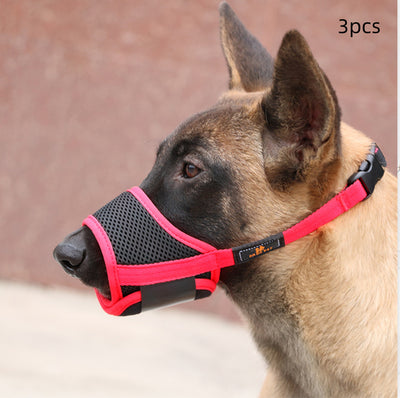 Orange and black adjustable pet muzzle with breathable mesh and a quick-release buckle. - Image 12