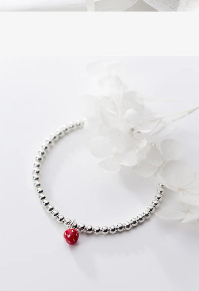 Pulsera de Plata S925 con Dije de Fresa Lacado Estilo Coreano - Image 14