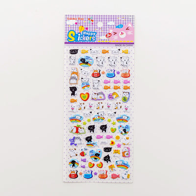 Sheet of colorful puffy alphabet stickers with cute cartoon animals, food, and objects for decoration. - Image 19
