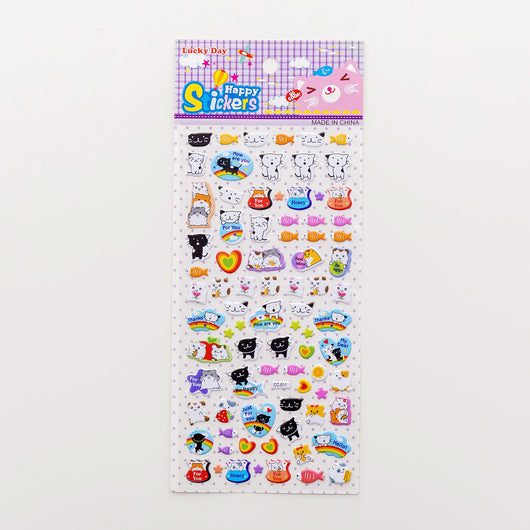 Sheet of colorful puffy alphabet stickers with cute cartoon animals, food, and objects for decoration. - Image 19