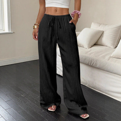 Pantalones Casuales para Mujer con Cintura Ajustable y Detalles de Cordones