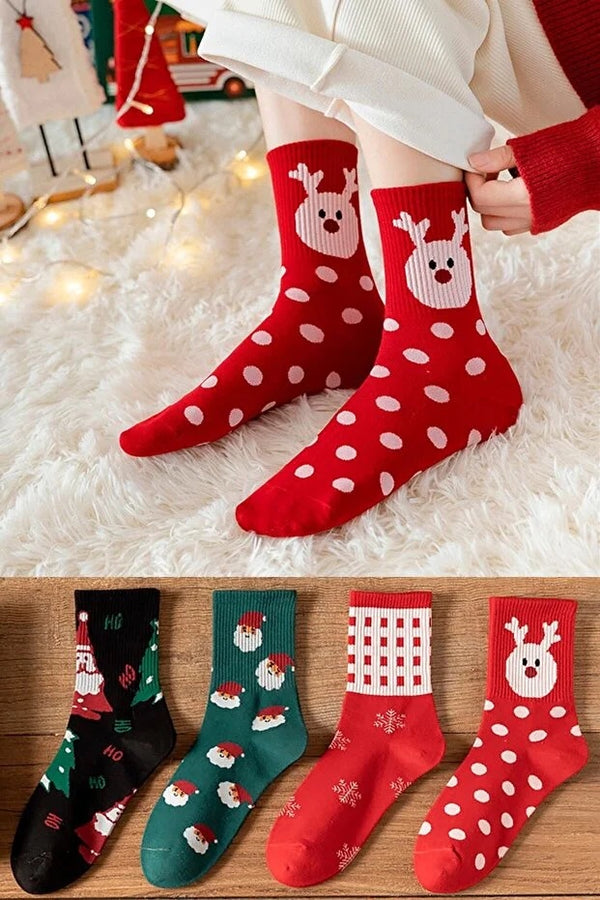 Pack 4 Pares Calcetines Navideños Unisex Cálidos y Suaves