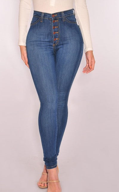 Pantalones Vaqueros Cintura Alta Elásticos con Cinco Hebillas - Image 4
