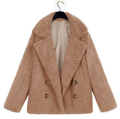 Abrigo de Mujer Otoño Invierno con Solapas de Felpa y Bolsillos - Image 4