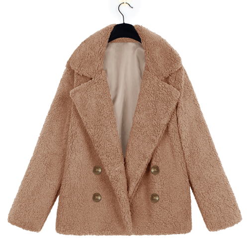 Abrigo de Mujer Otoño Invierno con Solapas de Felpa y Bolsillos - Image 4