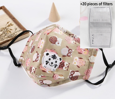 Mascarilla Infantil de Algodón con Válvula PM2.5 para Primavera y Otoño - Image 31
