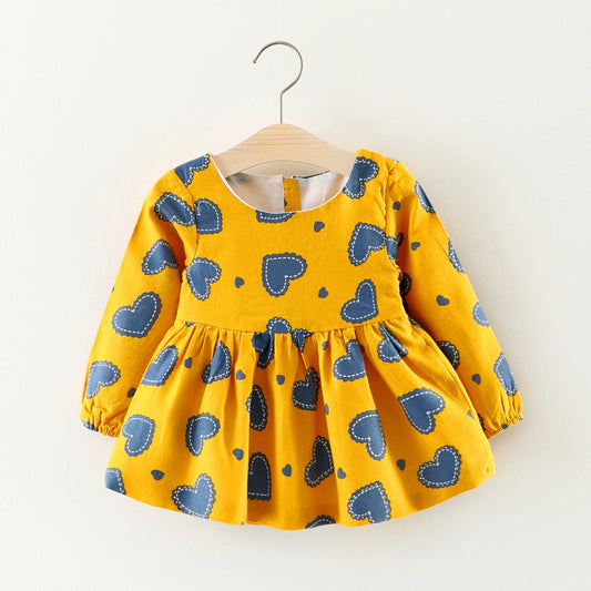 Vestido Infantil de Algodón con Mangas Largas - Diseño Princesa Cartoon para Otoño