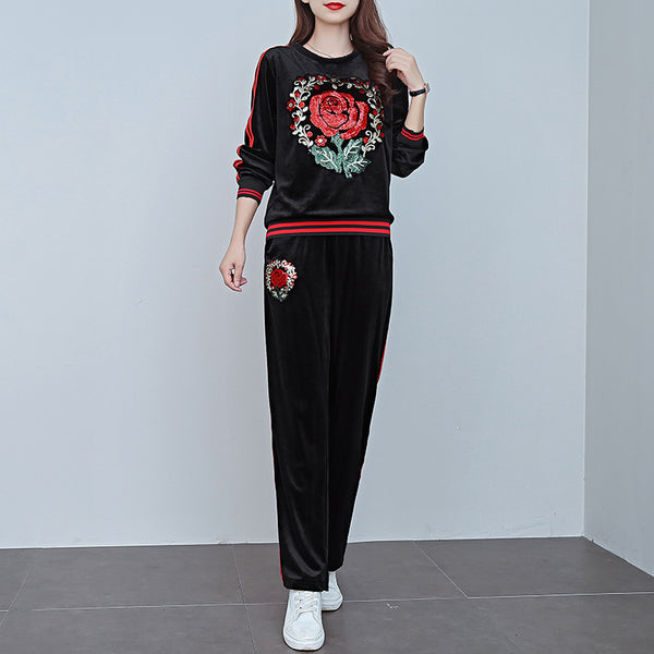 Conjunto Deportivo Mujer con Blusa Manga Larga y Pantalón Ajustado Diamantes Rosa - Image 3