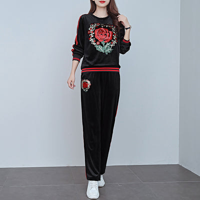 Conjunto Deportivo Mujer con Blusa Manga Larga y Pantalón Ajustado Diamantes Rosa - Image 3