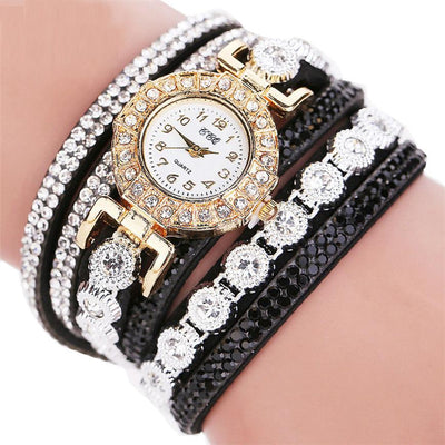 Reloj de Cuarzo para Mujer con Pulsera de Cuero y Diamantes de Imitación - Image 3