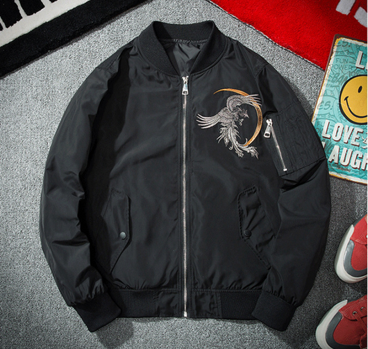 Chaqueta Bomber Hombre Estilo Coreano con Bordado Demonio - Diseño Urbano Moderno - Image 7