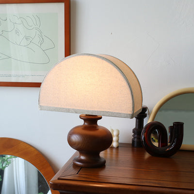 Lámpara de Mesa Mesita de Noche en Lino y Madera Maciza - Image 4