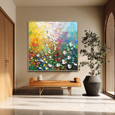 Cuadro Abstracto al Óleo con Flores 3D - Pintura Hecha a Mano con Espátula para Sala y Comedor - Image 6
