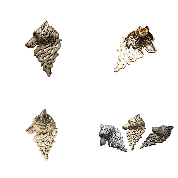 Broche Vintage Punk Lobo para Hombre - Pin de Solapa Elegante para Traje y Camisa