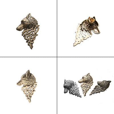 Broche Vintage Punk Lobo para Hombre - Pin de Solapa Elegante para Traje y Camisa