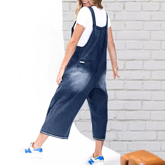 Pantalón Denim con Tirantes Suelto para Mujer - Image 2
