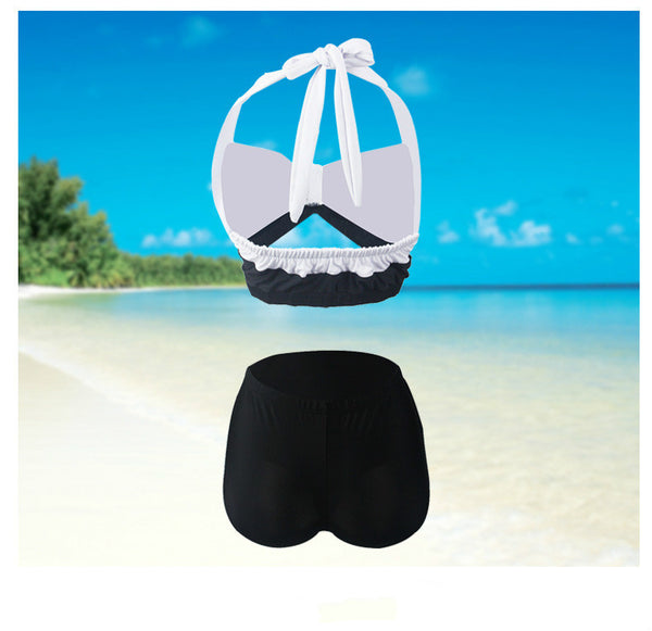 Bikini de Talle Alto Rayado Sexy con Diseño Dividido