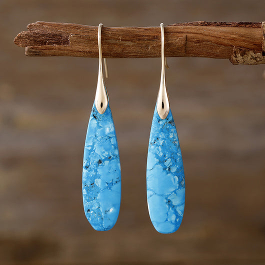 Aretes de Piedra Natural Lujo Ligero - Gotas de Agua Elegantes - Image 4