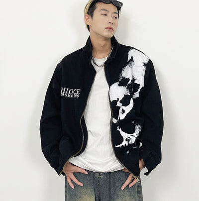 Chaqueta Denim Negra con Estampado de Calavera Bordada - Image 5