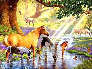 Cuadro de Punto de Cruz Caballo con Diamante - Diseño Geométrico para el Hogar - Image 15