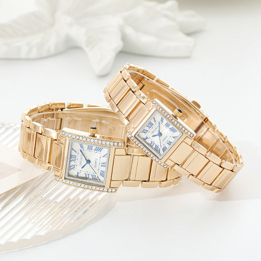 Reloj de Mujer Rectangular Elegante con Números Romanos y Detalles de Diamantes - Image 12