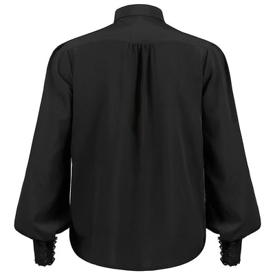 Camisa Punk Retro Hombre Cuello Falso con Encaje Plisado - Image 4