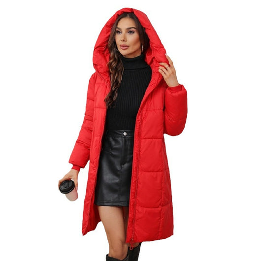 Abrigo Acolchado Largo con Capucha para Mujer - Image 6