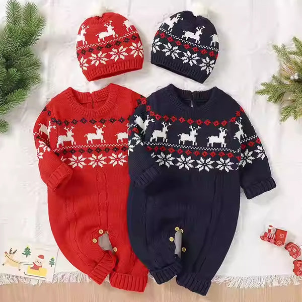 Enterizo Tejido para Bebé Diseño Reno Navideño - Perfecto para Primavera y Otoño