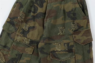 Shorts Punk Holgados con Múltiples Bolsillos y Detalles Rotos - Image 14